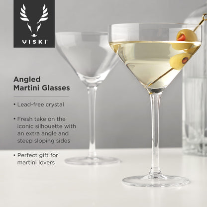 Raye Angled Crystal Martini Glasses Viski®