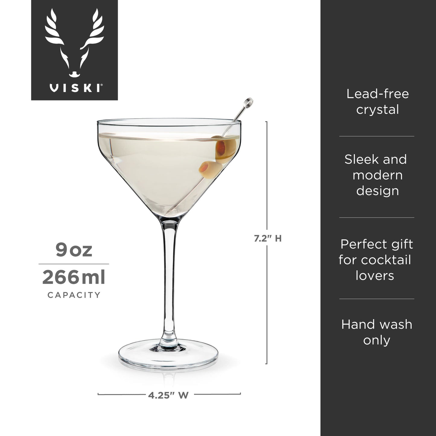 Raye Angled Crystal Martini Glasses Viski®