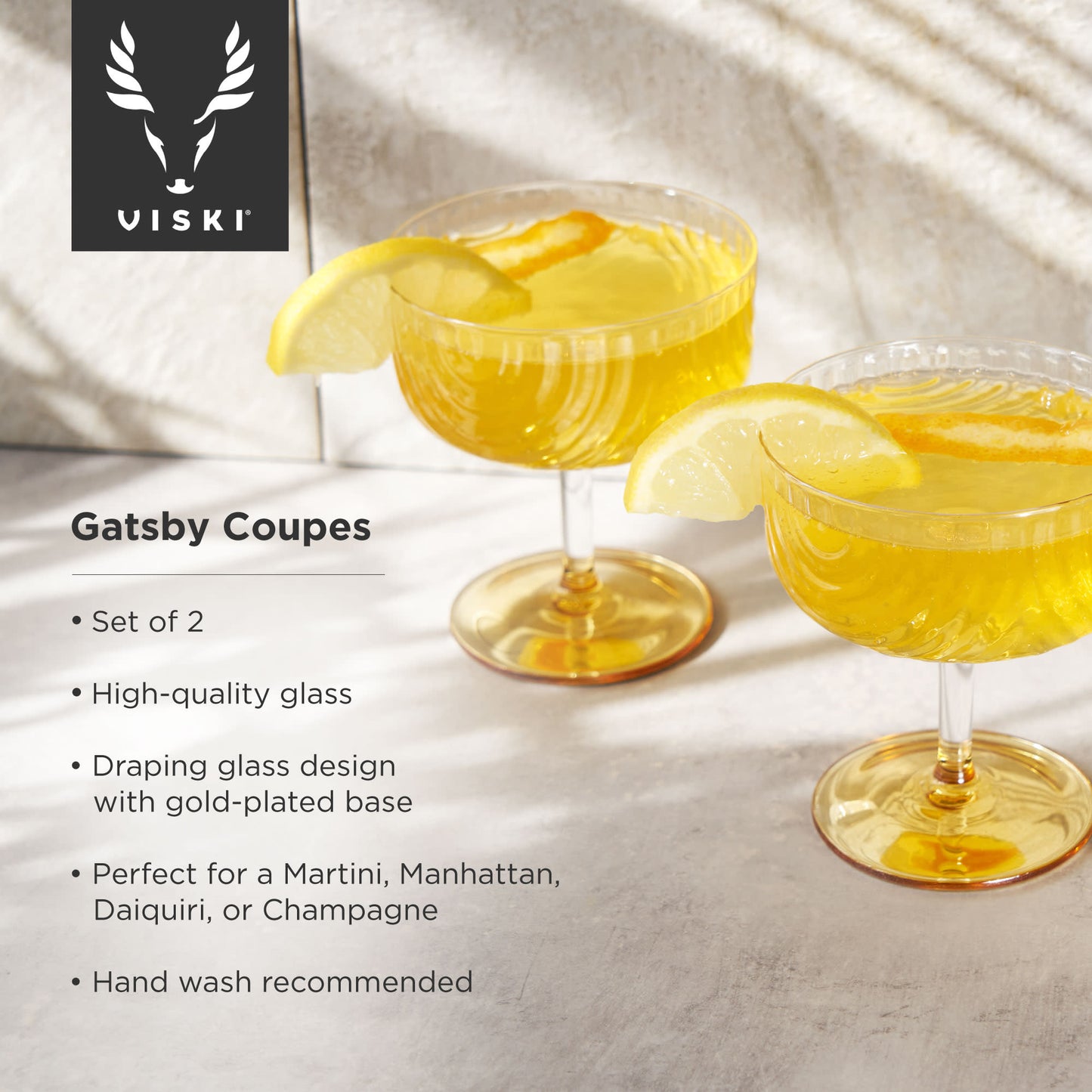 Deco Gatsby Crystal Coupe Glasses Viski®