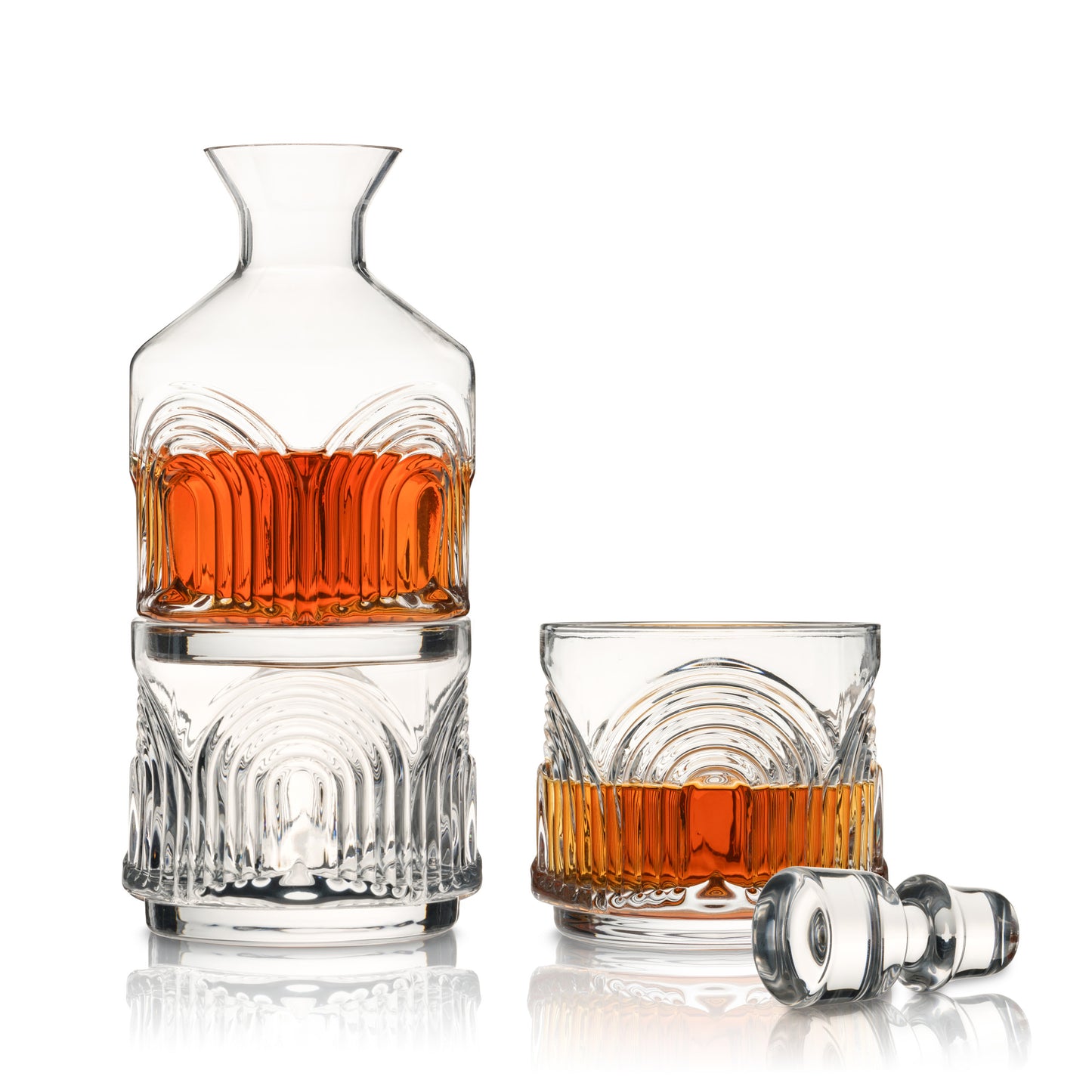 3-Piece Deco Beau Crystal Stacking Decanter Viski®