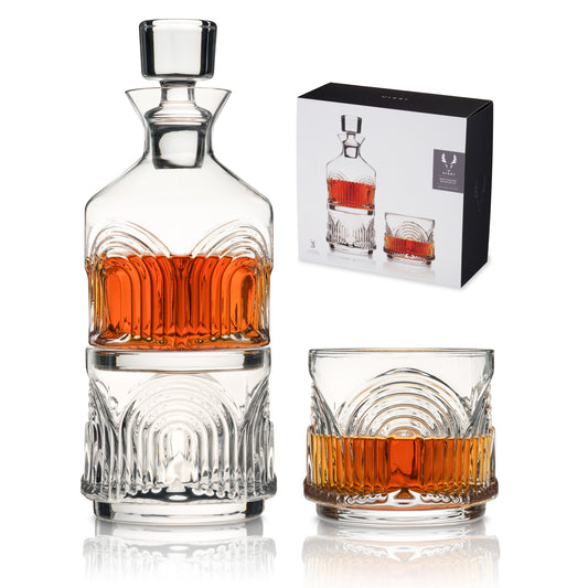 3-Piece Deco Beau Crystal Stacking Decanter Viski®