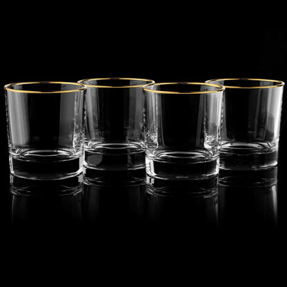 Gold-Rimmed Whiskey Tumblers Set Of 4