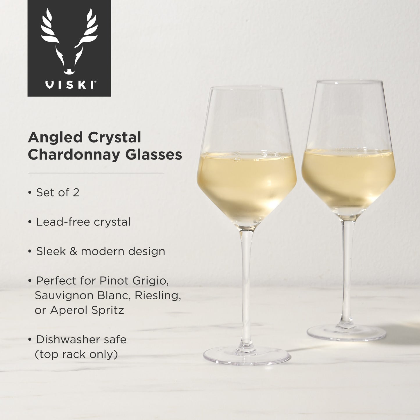 Raye Crystal Angled Chardonnay Glasses Viski®