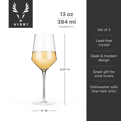 Raye Crystal Angled Chardonnay Glasses Viski®