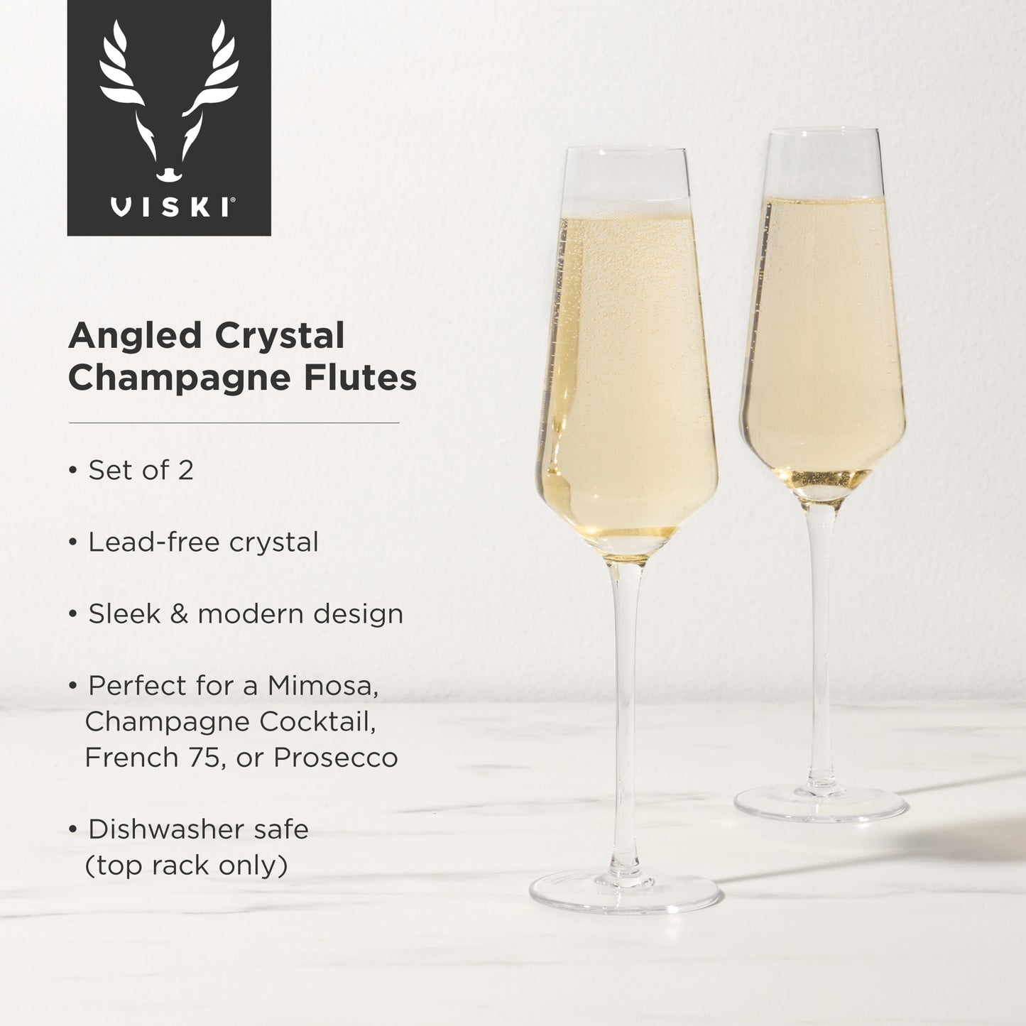 Raye Crystal Angled Champagne Flutes Viski®