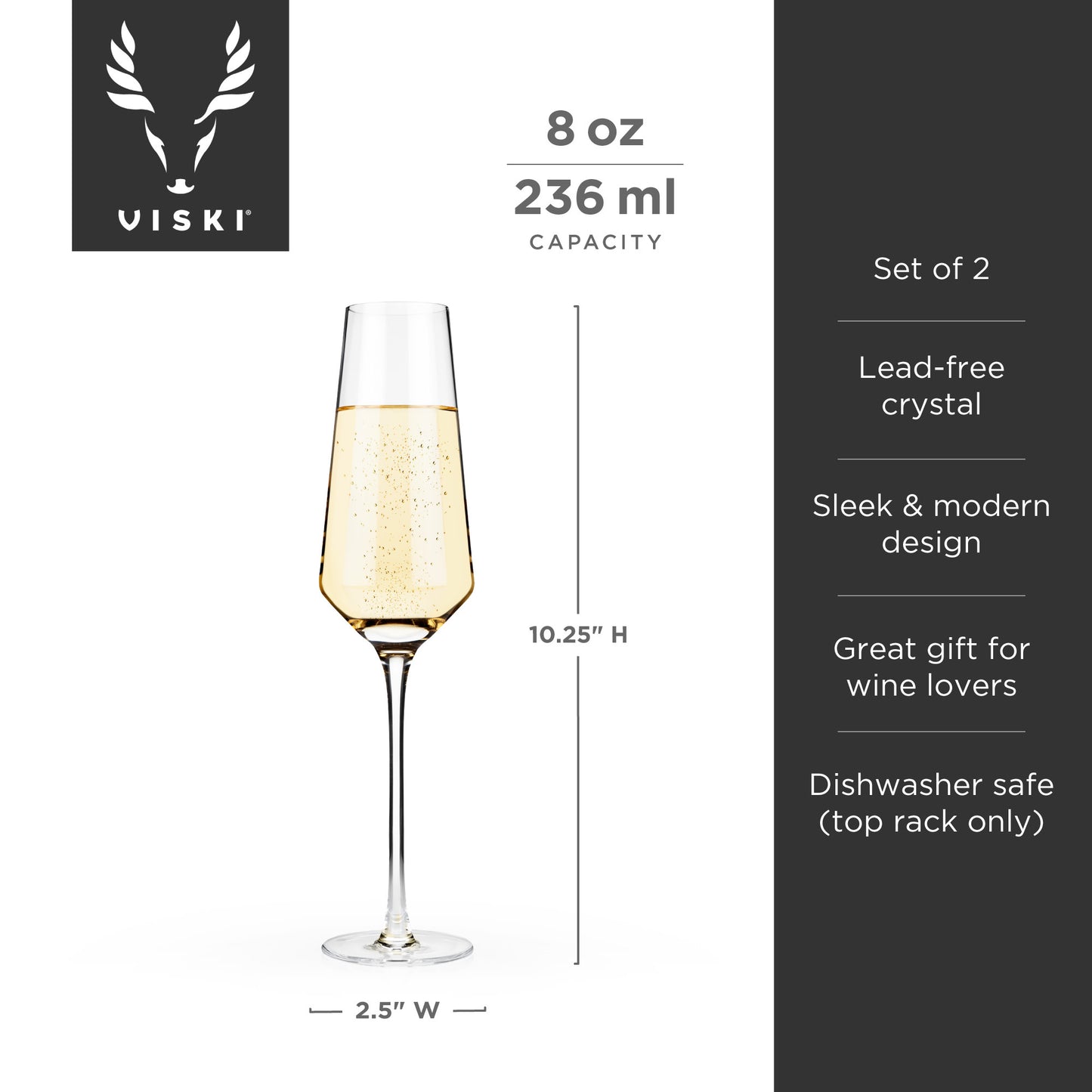 Raye Crystal Angled Champagne Flutes Viski®