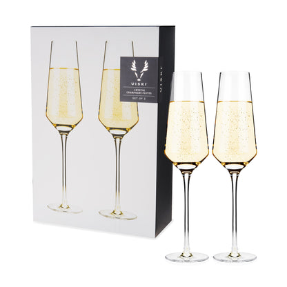 Raye Crystal Angled Champagne Flutes Viski®