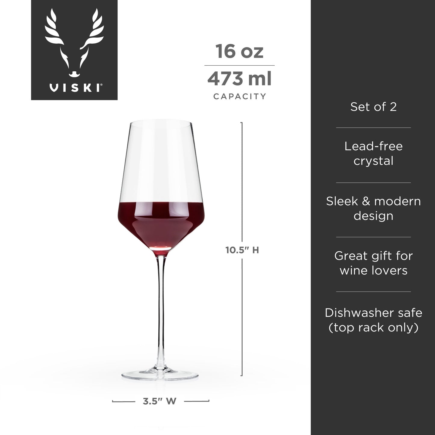 Raye Crystal Angled Bordeaux Glasses Viski®