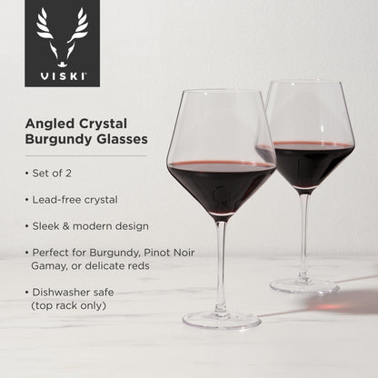 Raye Crystal Angled Burgundy Glasses Viski®