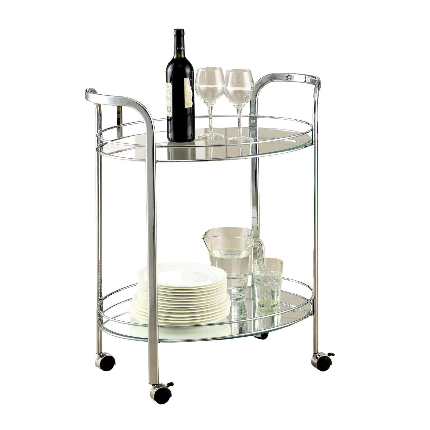 Bart Cart, Loule Contemporary Serving Cart In Chrome Finish