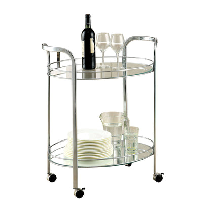 Bart Cart, Loule Contemporary Serving Cart In Chrome Finish