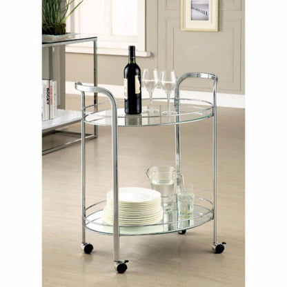 Bart Cart, Loule Contemporary Serving Cart In Chrome Finish