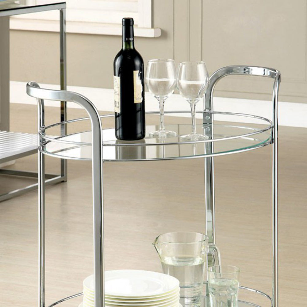 Bart Cart, Loule Contemporary Serving Cart In Chrome Finish