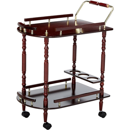 Bar Cart, 2-Tier Serving Cart, Brown