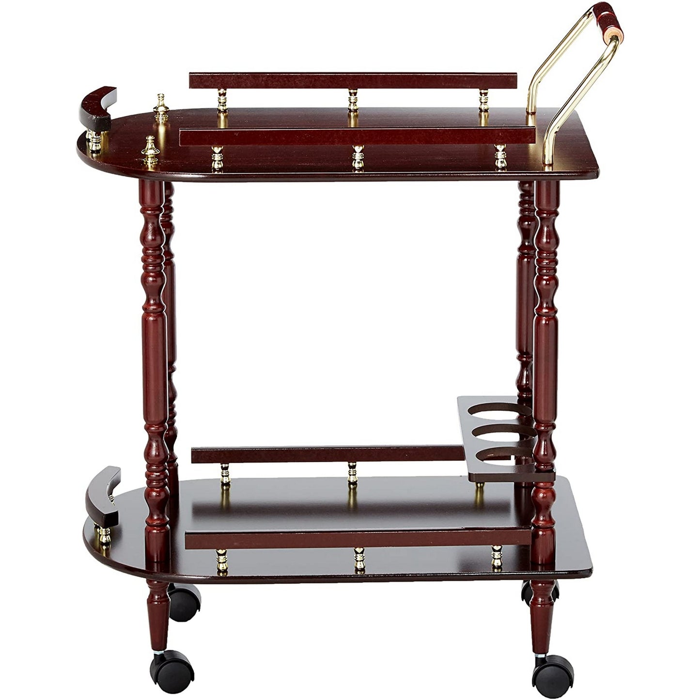 Bar Cart, 2-Tier Serving Cart, Brown