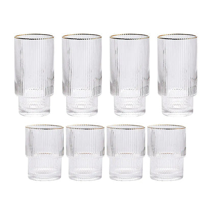 Stackable Gold Rim Ripple Drinking Glass