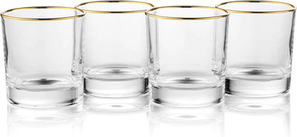 Gold-Rimmed Whiskey Tumblers Set Of 4