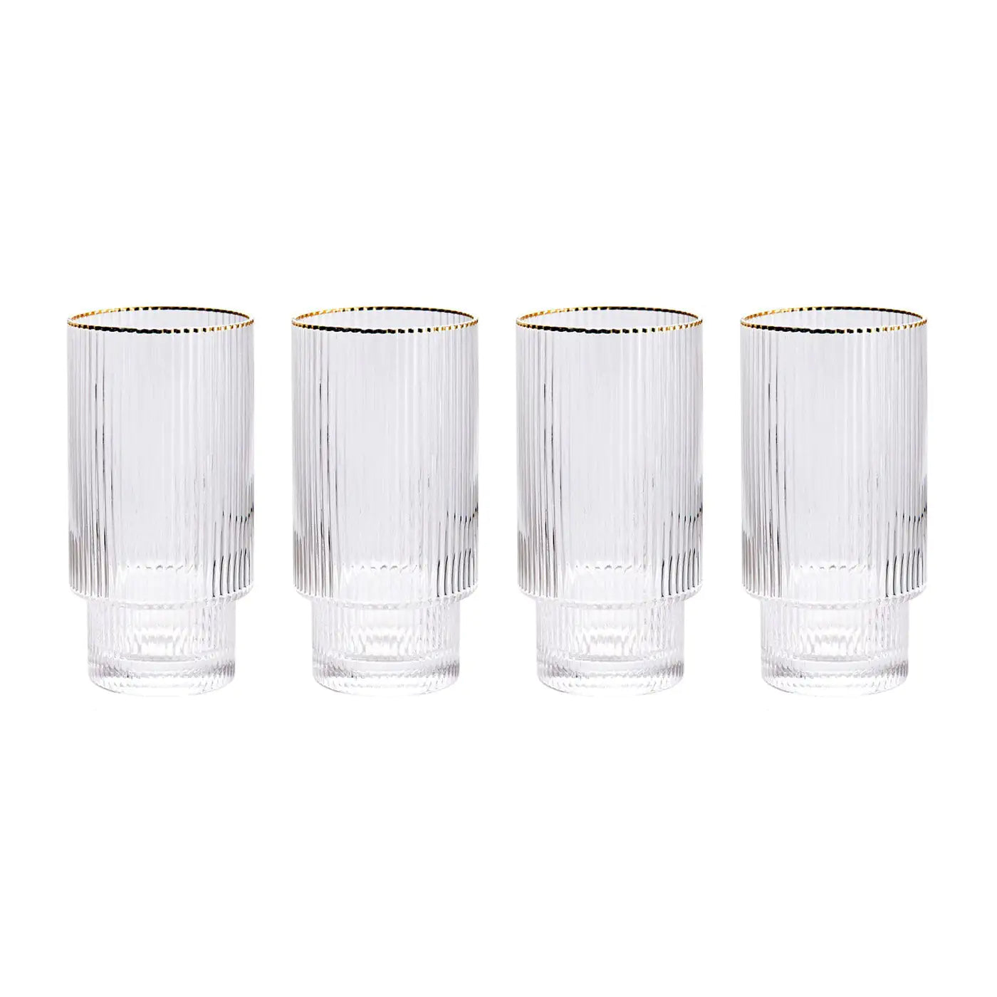 Stackable Gold Rim Ripple Drinking Glass