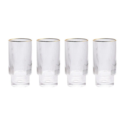 Stackable Gold Rim Ripple Drinking Glass